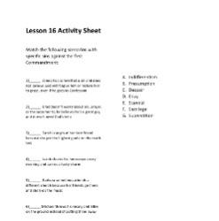 The 1st Commandment of God - Activity Sheet -Grade 6-8